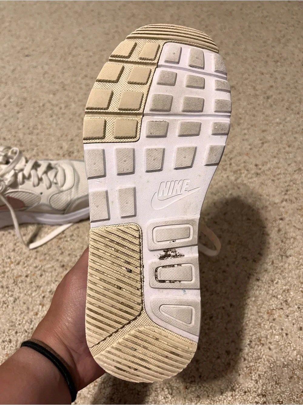Nike Women’s Cream Athletic Sneakers with Dusty Pink Swoosh
